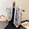 New Temperament Commuting Print Imitation Silk 70 Small Square Scarf High-end Feeling Shawl Versatile Neck Scarf Women's