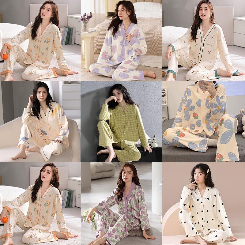 Set Pijama Damă 2024: Haine de casă cu mânecă lungă pentru primăvară, toamnă și iarnă. Perfect pentru Transmisiuni Live ale Micro-Afacerilor.