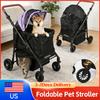 Foldable Smooth-Ride Pet Stroller Jogger Cart with 360°Swivel Wheel Removable Cushion Reflective Strips for Small Medium Dog Cat
