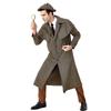 Halloween Male Costume Sherlock Holmes Vintage Plaid Trench Coat Stage Performance