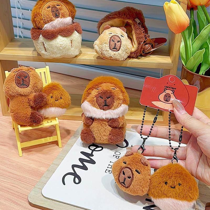 Capybara Chestnut Soft Plush Keychain Cute Cartoon Character For Stylish Keys