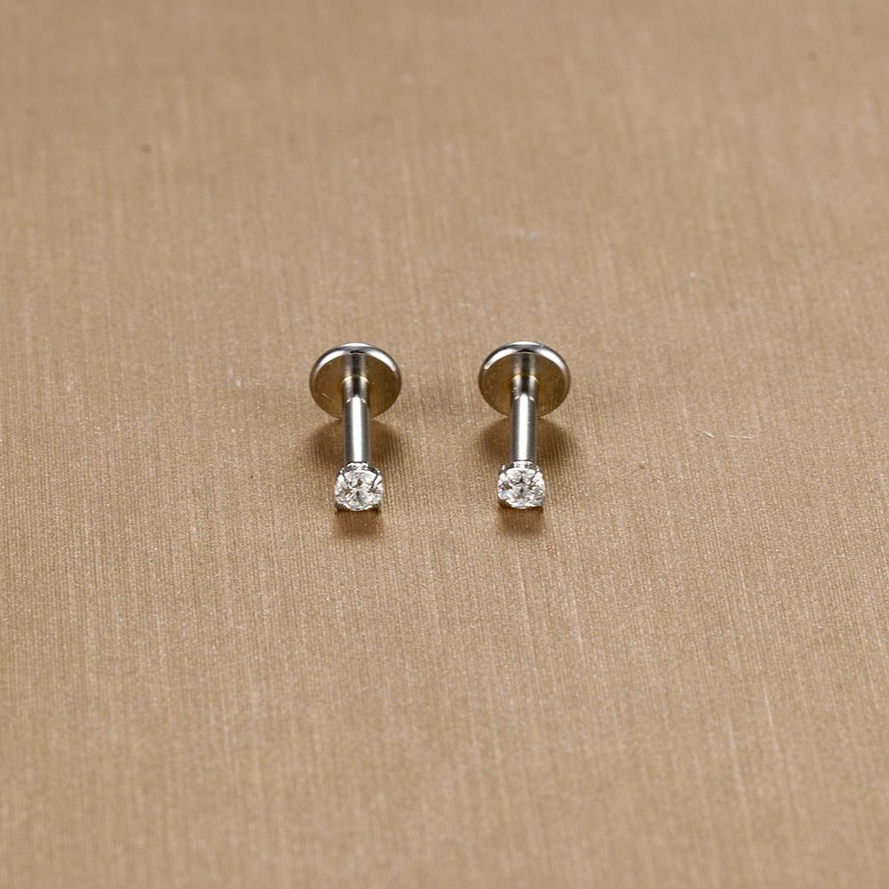 2PC Labret Tragus Stud Earrings 16G Surgical Stainless Steel CZ Crystal Monroe Helix Cartialge Conch Medusa Lip Body Piercing