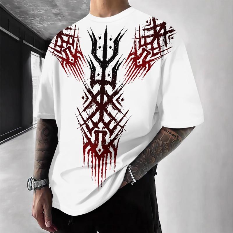 Men's Digital Printed Letter European and American Casual Fashion New T-shirt