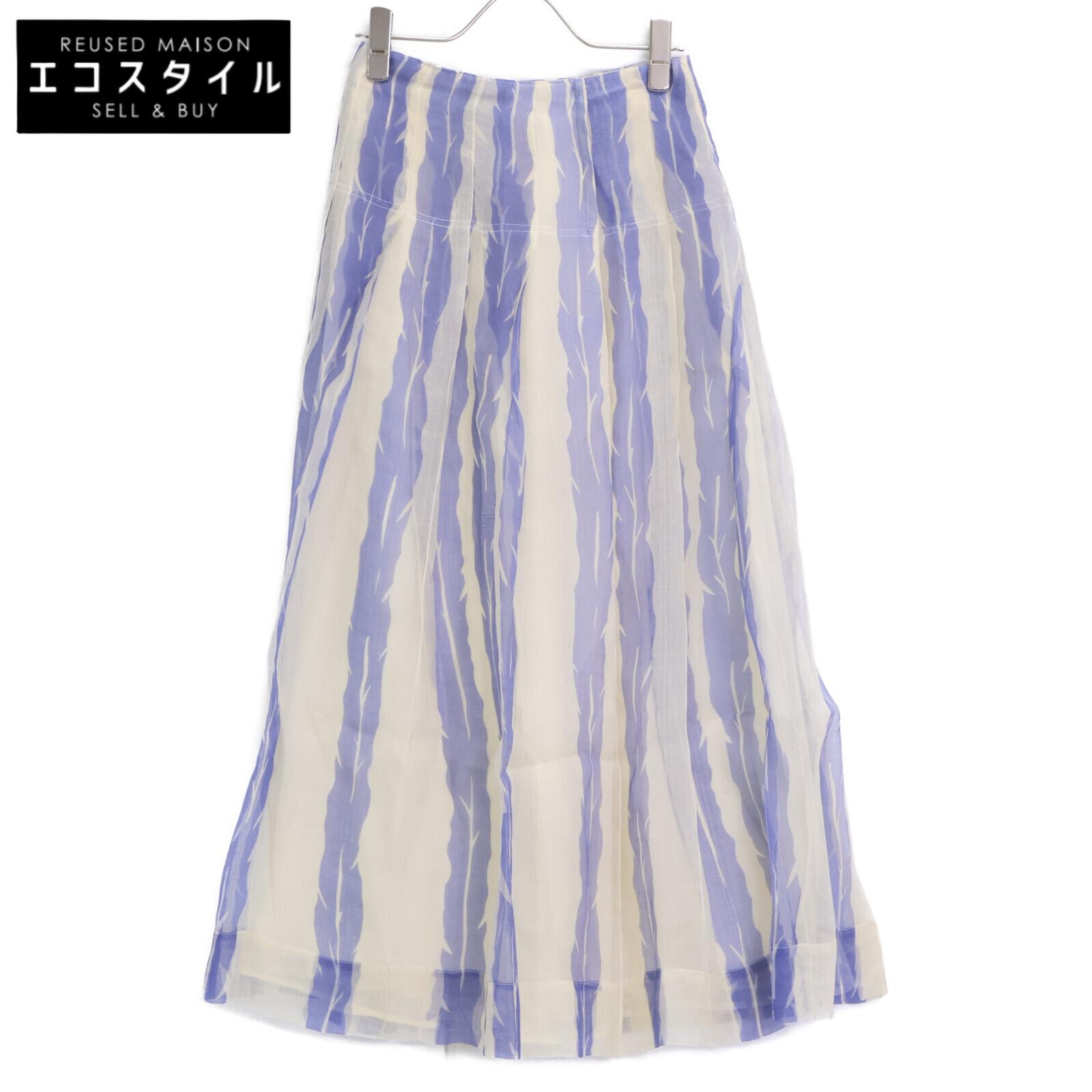 

ebure Blue x White Silk Flared Long Skirt skirt 36 blue/whiteUsed