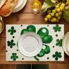 1 Set White Dot Shamrock Lucky Irish St. Patrick'S Day Placemat, Seasonal Spring, 12 x 18 inches, Polyester 100%, Hand Wash Only, Woven