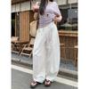 Idle Style Drawstring Matchet Pants Light Blue Casual Pants Women's Autumn Loose Loose Pants Easiest for Match Mop Pants Pants