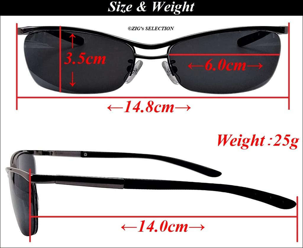 All Dark UV Black Original Sunglasses Case with Cloth [ZIGs] Black, Black, Protection, Frame, Metal, Half-Rim, Two-Bridge, Square, Men's, (gls03bl)