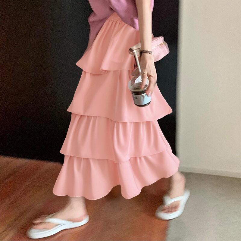 

ZANZEA Женская повседневная элегантная многослойная юбка-торт 5XL розовый