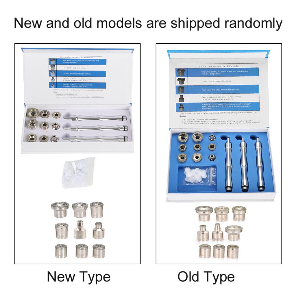 Replacement Diamond Microdermabrasion Dermabrasion Tips with Handle Stainless Steel Filter Set