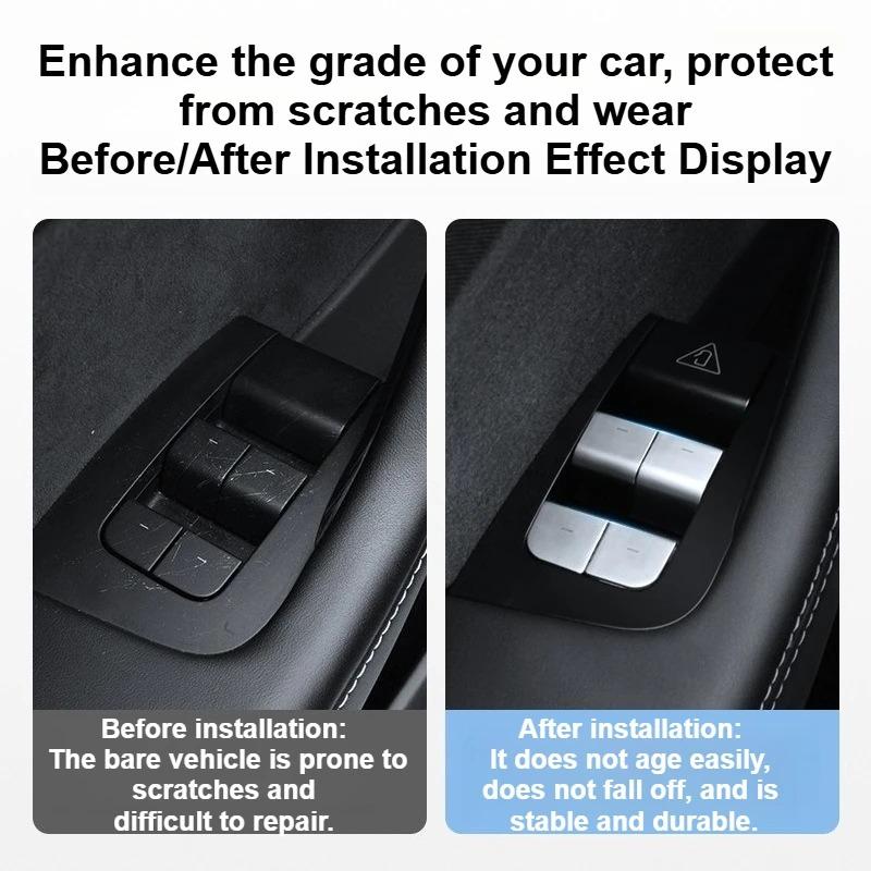 Window Button Protectors Cover Accessories Car Door Window Protective Film Kit for Tesla Model Y Juniper Model 3 Highland 2025+