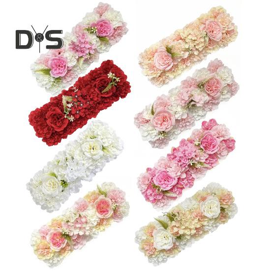 Simulated Flowers Combo Artificial Flowers In Rows Realistic Faux Silk Flowers with Back Frame for DIY Wedding Arch Backdrop Party Decor