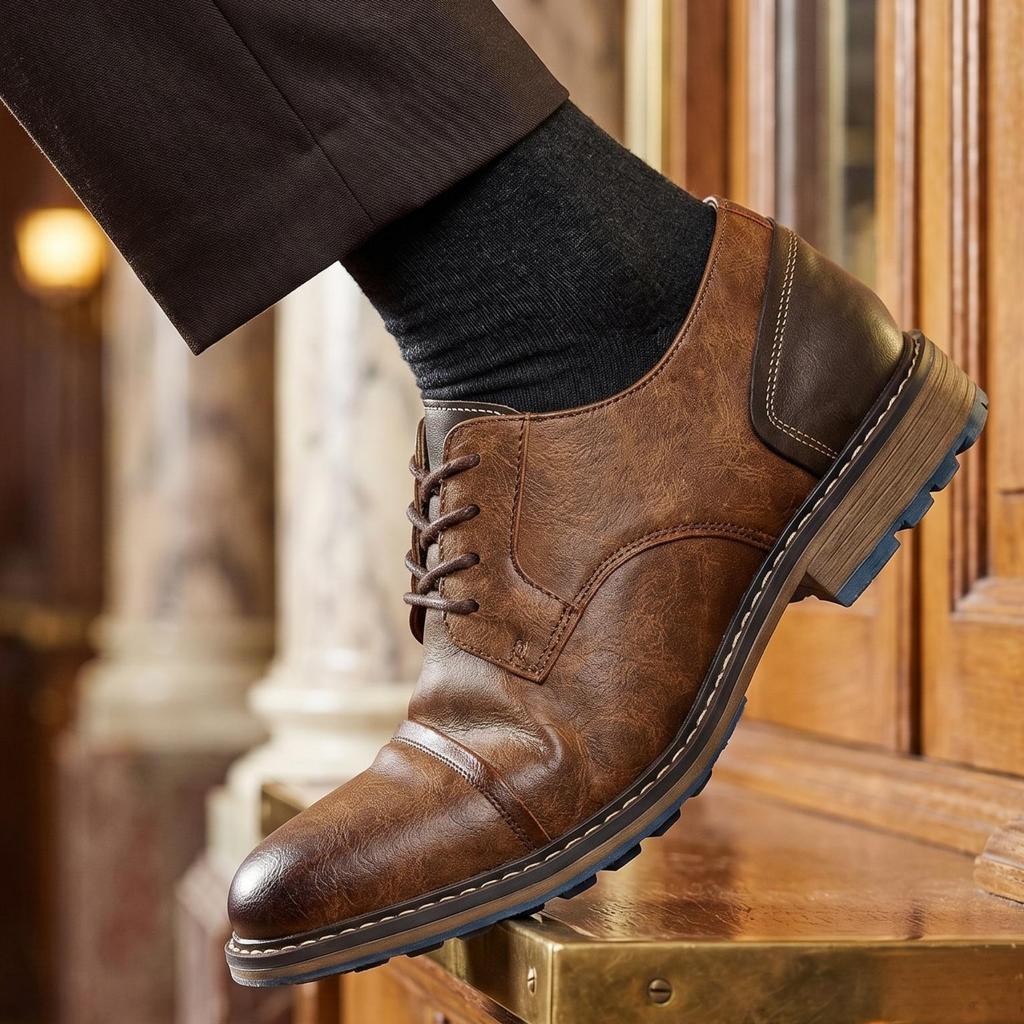 Men Leather Shoes Brand Comfortable 2026 Fashion Men Derby Shoes