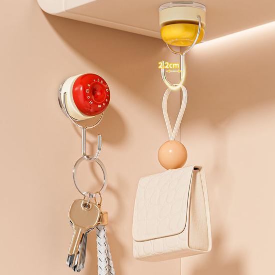 Suction Cup Wall Hook Reusable No Drill Hook with 180-degree Rotating Hook Design for Bathroom
