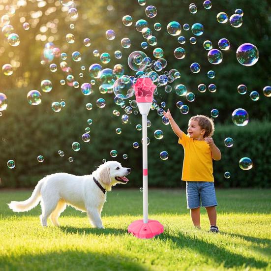 Kids Bubble Machine with LED Lights Easy To Use Rechargeable Outdoor Automatic Bubbles Blower Maker Machine