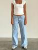 2026 Women's Casual Wide-Leg Non-Stretch Washed Denim Jeans - American Retro Low Waist