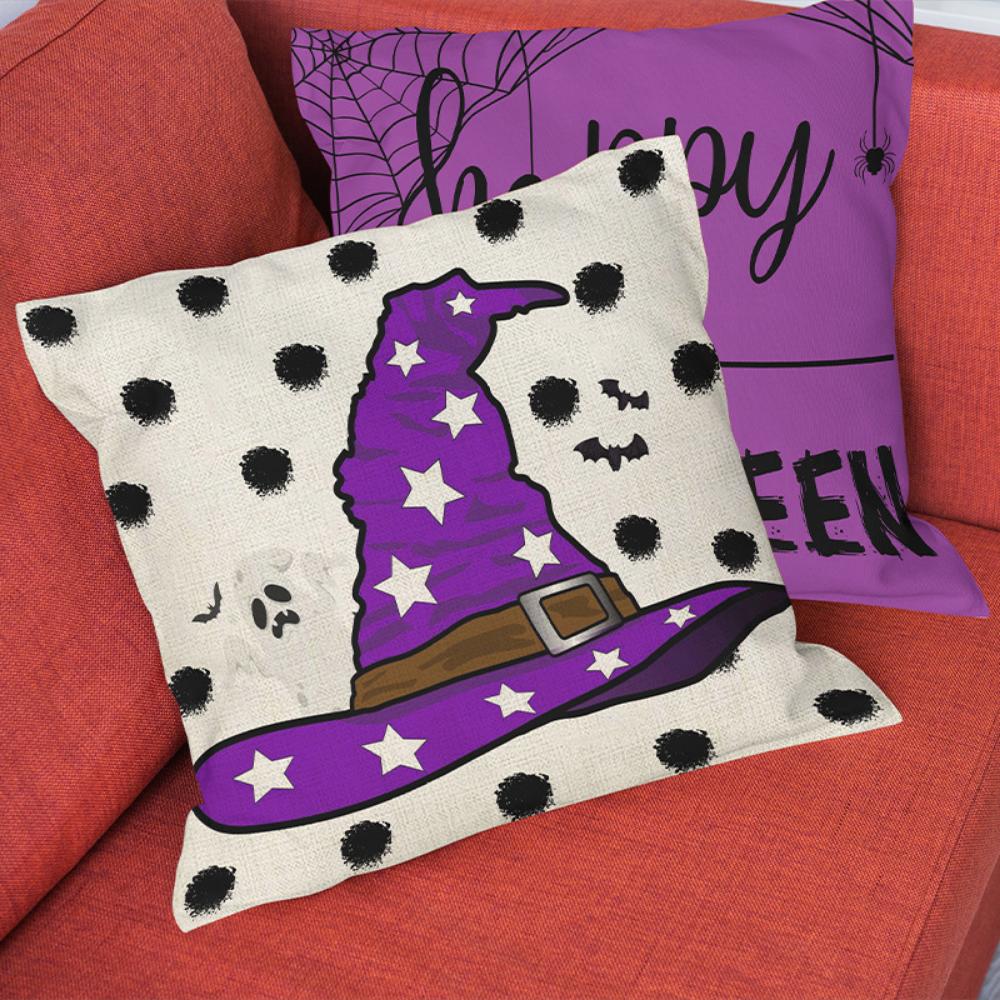Halloween Cushion Cover 45x45 Pillowcase Pumpkin Witch hat Printed Sofa Cushions Decorative Pillowcover Home Decor Pillow cases