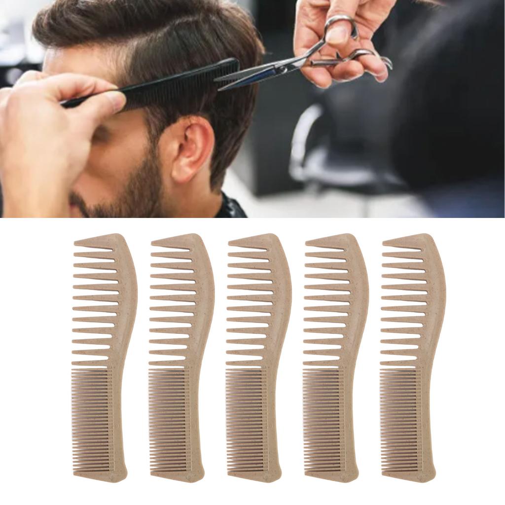 10Pcs Fine Wide Tooth Comb Wheat Straw Round Teeth Portable Hair Styling Comb Set for Home Travel
