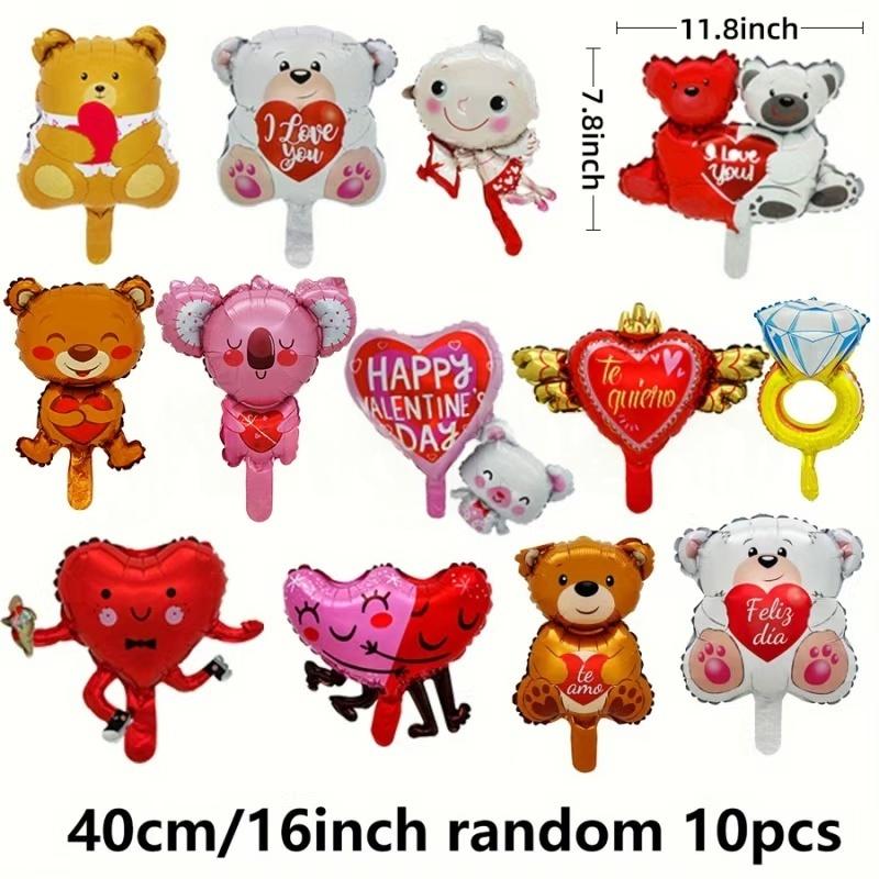

10pcs Valentine s Day Mini Heart & Love Bear Foil Balloon Wedding Engagement Decoration Birthday Party Toys Gift 10PCS-Randomly