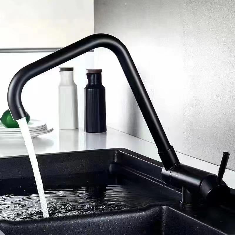 304 Stainless Steel Kitchen Sink Faucet Collapsible Rotating Basin Faucet Deck Mounted Cold And Hot Water sink Tap Nickel/Black