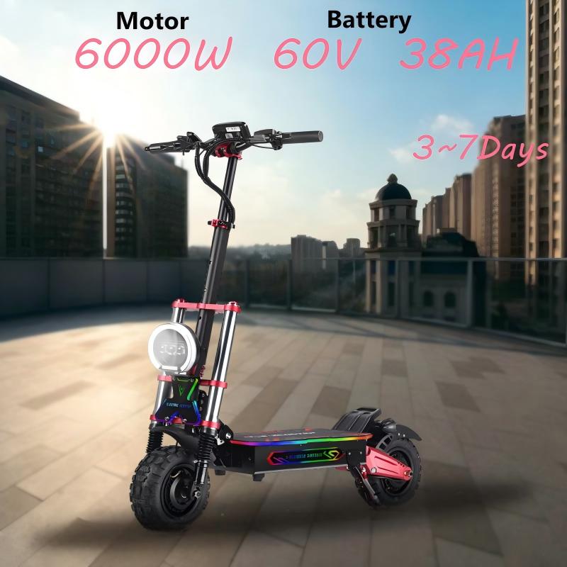 BOYUEDA S5 Elektroroller 6000W Motor 60V38AH Akku 120KM Reichweite 85KM/H Geschwindigkeit NFC Smart App RGB Lichter Offroad E Scooter