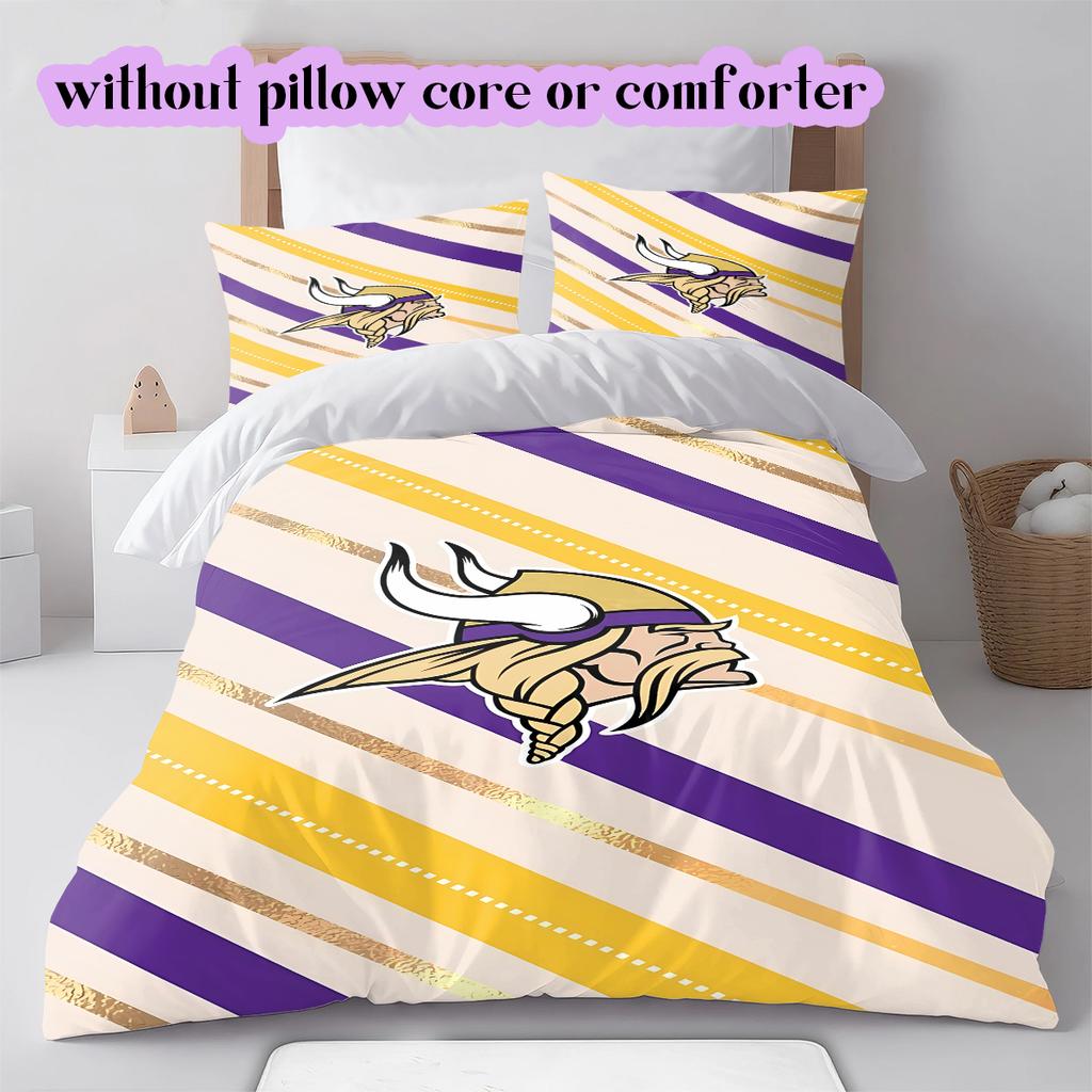 football Logo Pattern Bedding Quilt Set Quilt Cover Pillowcase Home Decoration Birthday Gift (1*duvet cover+ 2*pillowcase, without core)