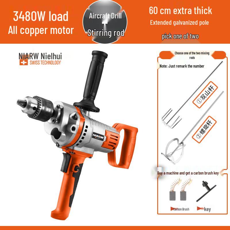 High-Power Electric Drill & Mixer for Concrete, Paint, and Cement