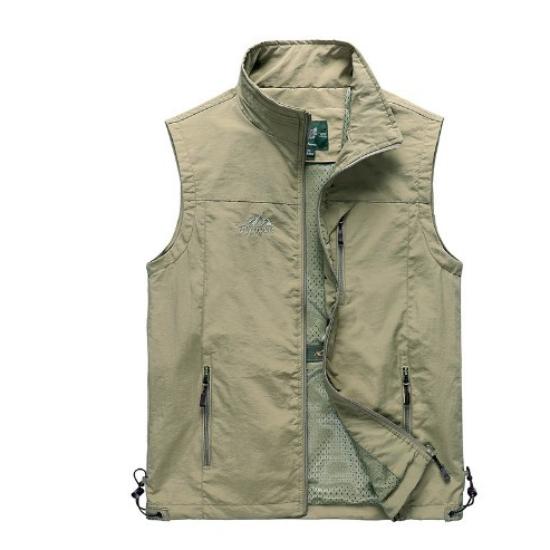 Herren Frühling Sommer Outdoor Freizeit Gilet Schnelltrocknende Weste Schlichte Mode Stehkragen Fotografie Weste