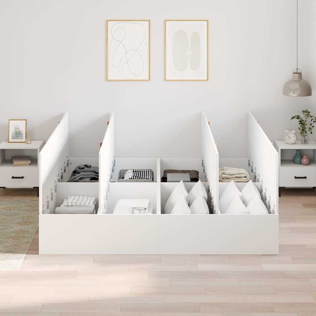Storage Bed Frame White 180 X 200 Cm Engineered Wood