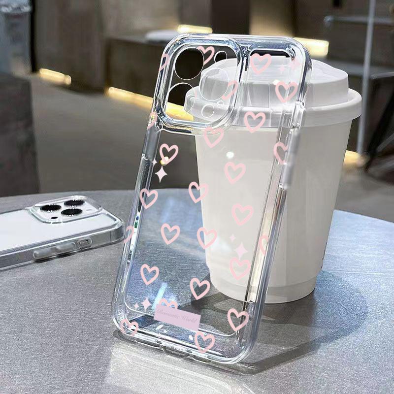 Simple Love Heart Bow Polka Dot Phone Case For iPhone 17 16 15 Pro Max 14 13 12 11 XS X XR 7 8 Plus 16E 17 Air Transparent Cover