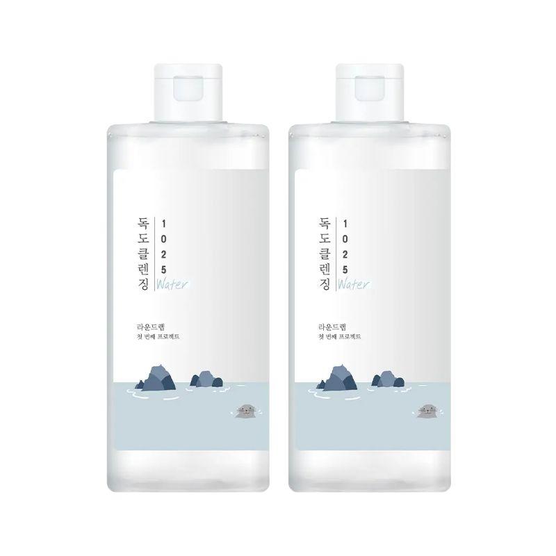 

Round Lab 1025 Dokdo Cleansing Water 400ml + 400ml (1+1 Set) – Low pH Micellar Makeup Remover for Sensitive Skin