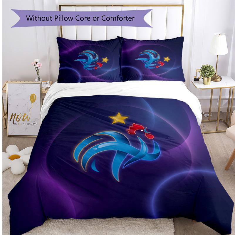 France Football Printed Bedding 3 Piece Set Cozy Breathable Bed Cover Set as Housewarming Holiday Gift
