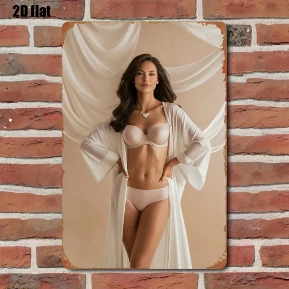Lingerie Model Tin Sign 8x12 Inch Country Wall Decor for Living Room Gaming Room Home Decor Plaque