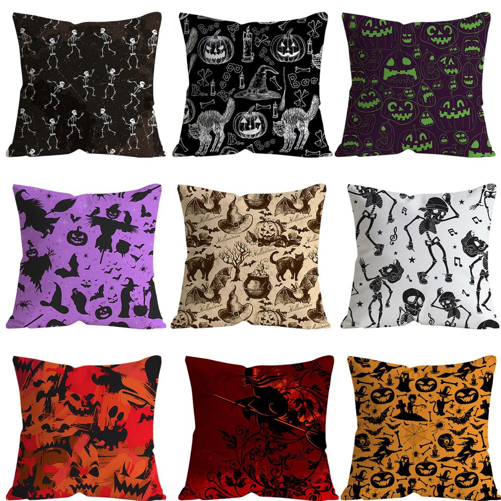 Retro Halloween Pillowcase Funny Skeleton Sofa Pillow Home Living Room Cushion Pillow Pillow