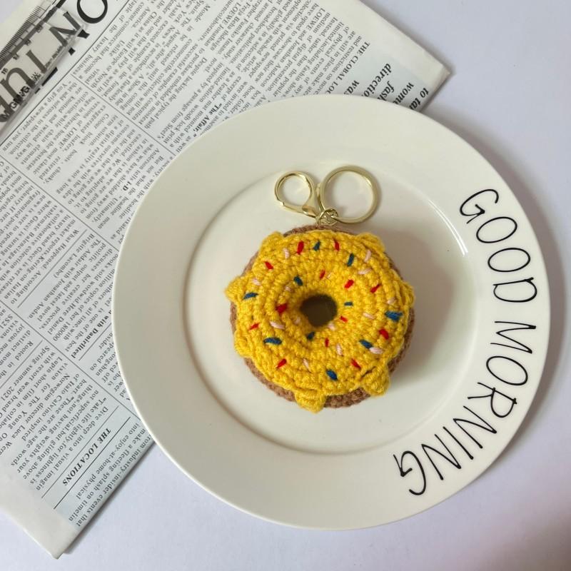 Cute Ice Cream Cone Crochet Keychain For Bag Pendant Colored Ice Cream Knitting Keychain For Gifts Custom Accessories