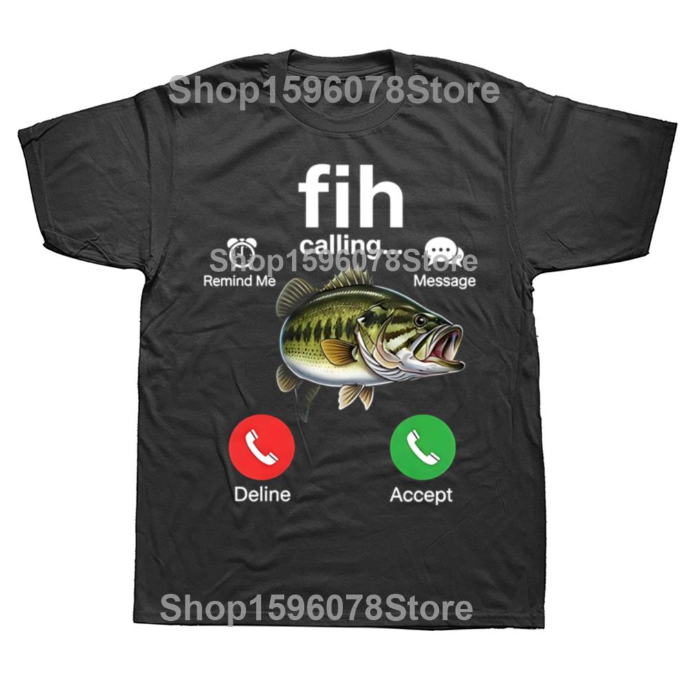 Fih Calling Lustiger Fisch-Themen-Anruf-Meme T-Shirt Fisher Unisex Humor Grafik-T-Shirts Geschenke Angeln Neuheit Kurzarm