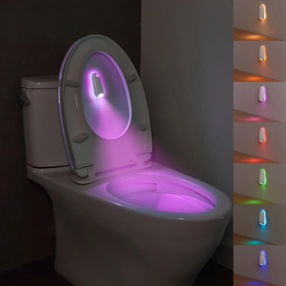 USB Rechargeable 7 Color Changing LED Toilet Bowl Night Light with Motion Sensor Ambient Bathroom Decor Lamp Auto Sensing