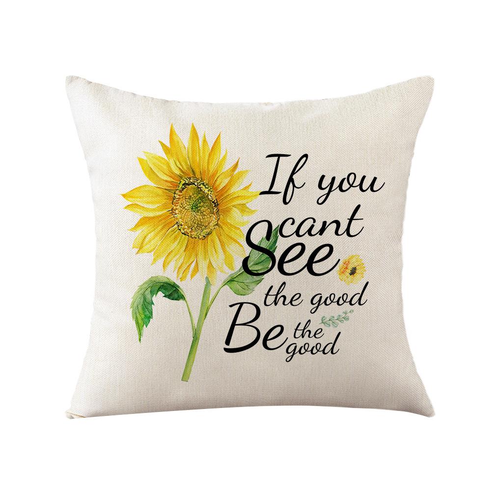 Sunflower Pillow Cover Cartoon Bee Print Polyester Home Cushion Cover Nordic Sofa Cushion Cover