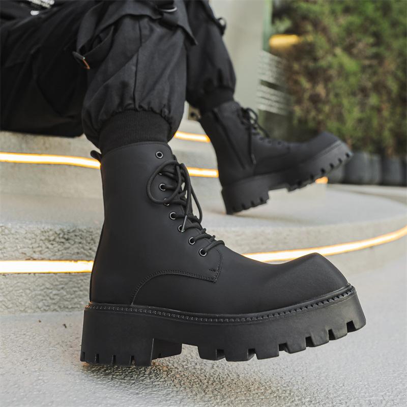 High-top thick-soled fashion square-head Martin boots men's 2024 autumn and winter new youth trend high street fashion boots 1906-J