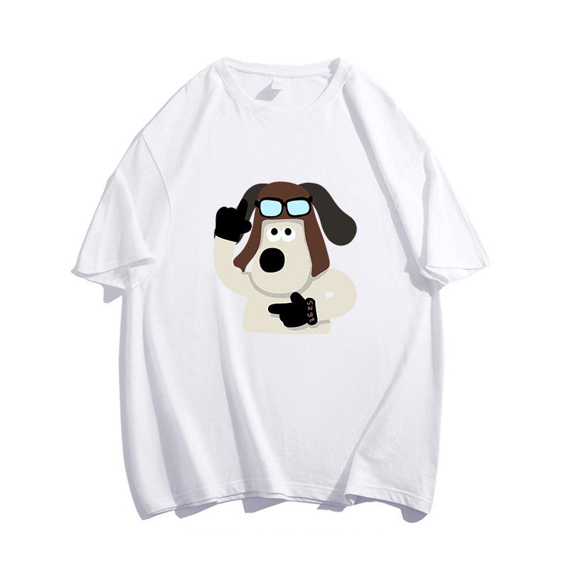 Pure cotton heavy design cartoon puppy short-sleeved t-shirt women's summer new niche trendy brand loose half-sleeved top