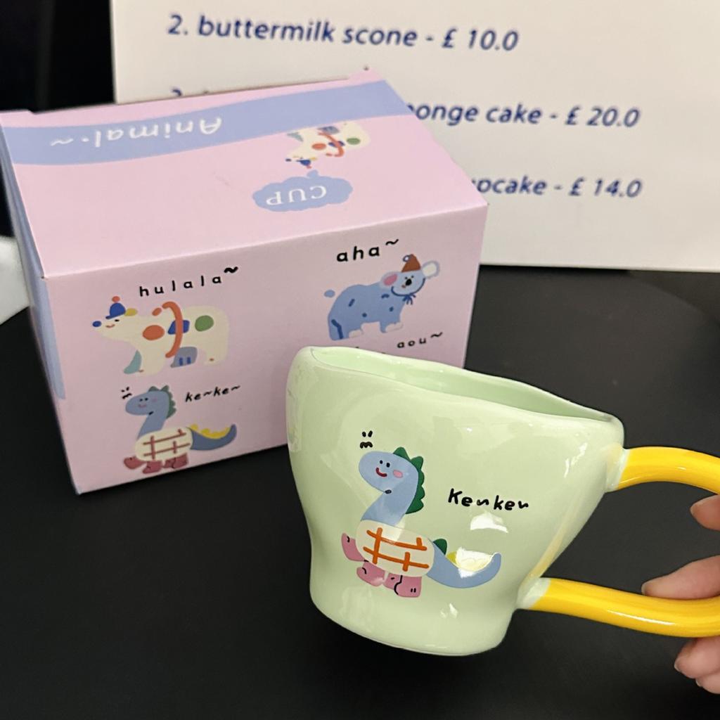 Cute Cartoon Animal Ceramic Mug Big Ear Handle Coffee Cup Home Breakfast Oat Milk Cup Souvenir