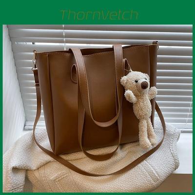 Tote Bag For Women Pu Leather Retro Large Handbag With Zipper For School And Casual Use