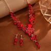European & American Retro Floral Necklace and Earrings Set with Crystals, Autumn 2025 Collection