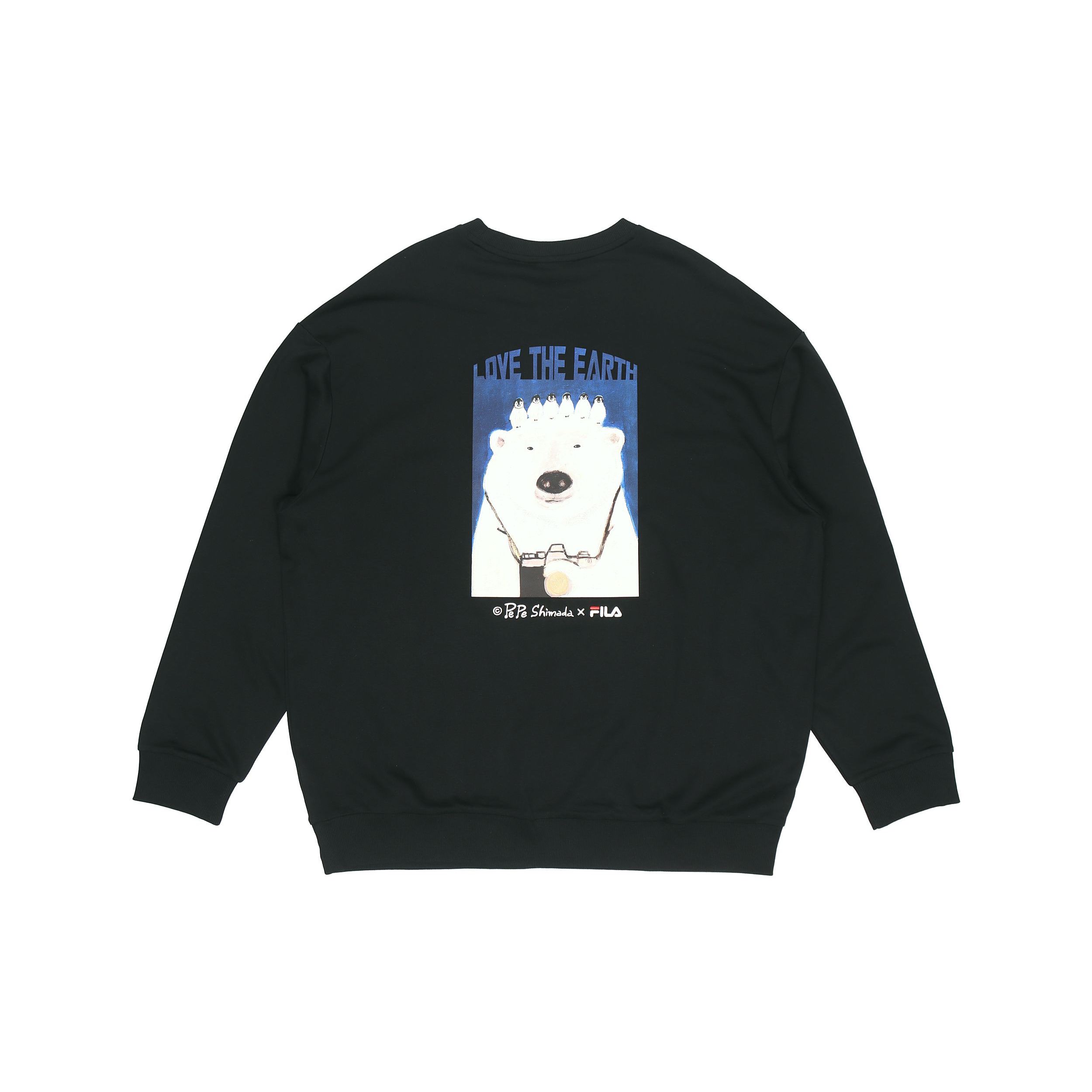 

FILA X Pepe Shimada Cartoon Print Sports Crewneck Sweatshirt Men sweatshirt Black F11M133297F-BK XL