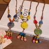 New Chinese Ethnic Style Colored Ceramic Beaded Necklace Women's Literary Weaving Long Sweater Chain Accessories
