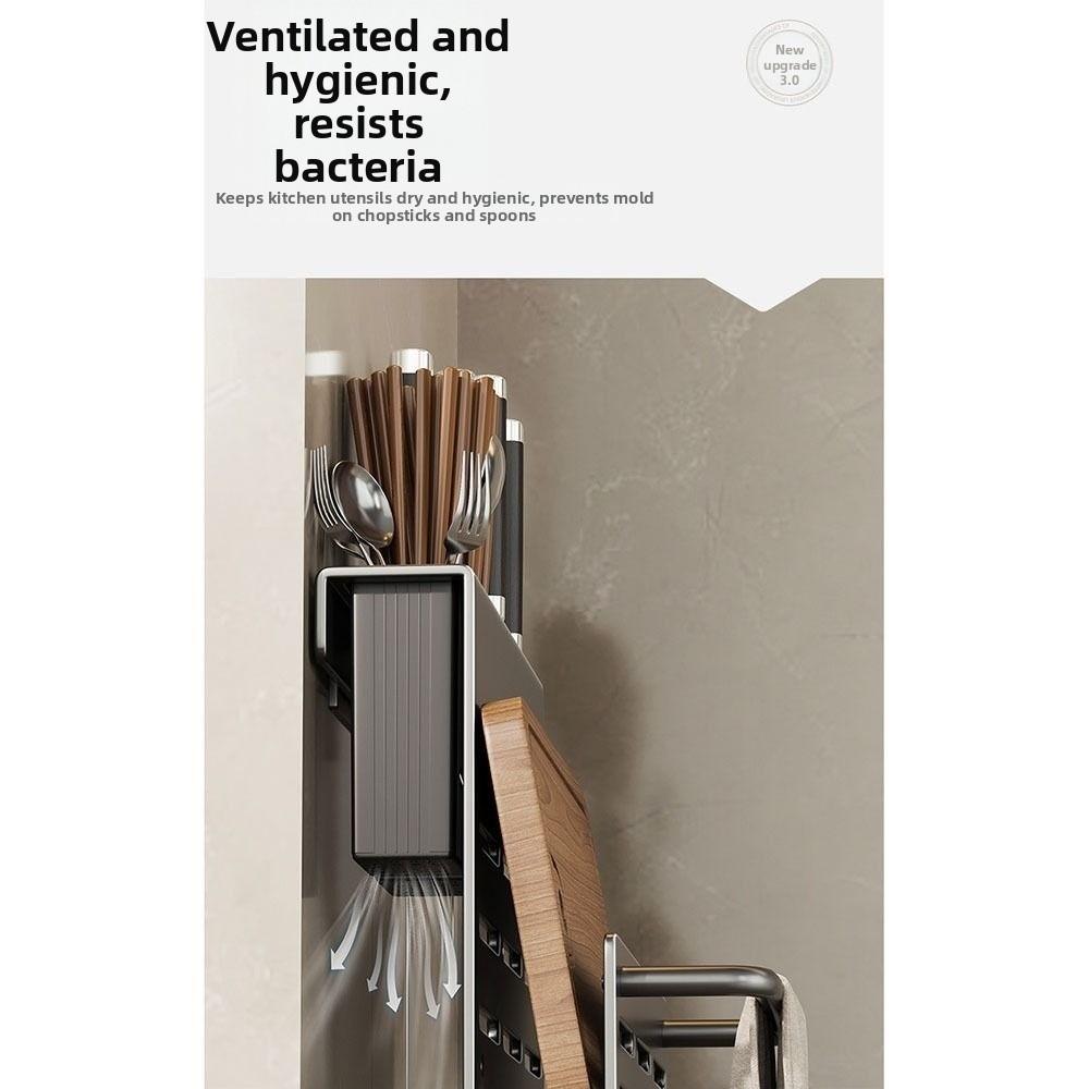 Heavy Duty Cutting Board Rack Multifunctional No Drill Kitchen Rack Carbon Steel Save Space Kitchen Storage Rack Kitchen