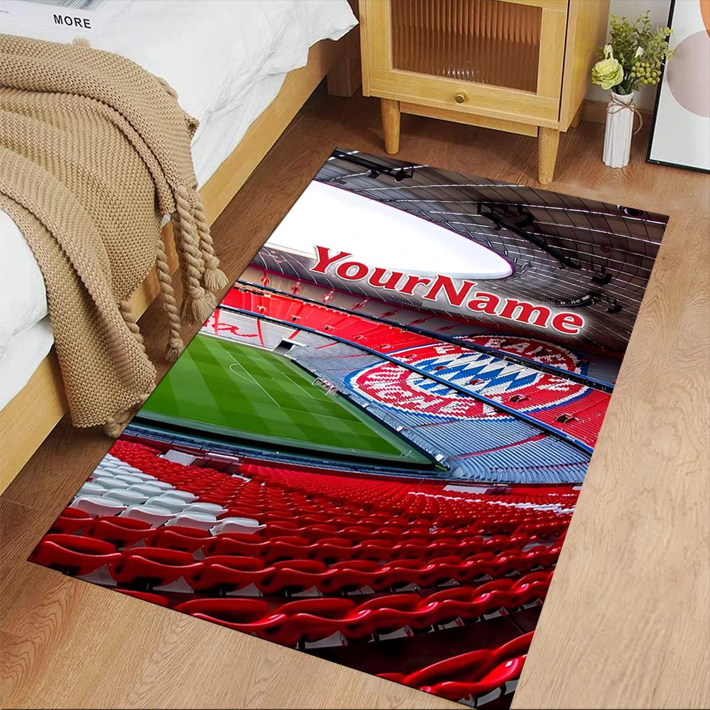 Bayern Munich Customize Text Area Rug Design for Kitchen Dormitory Bedrooms Outdoor Anti-slip Rug Decorate Offices