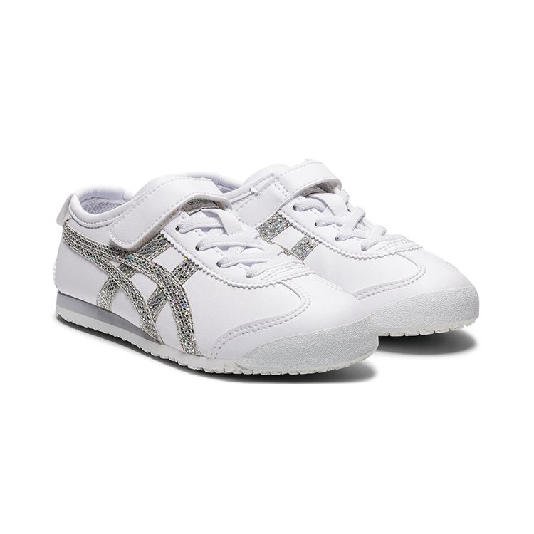 ONITSUKA TIGER Candy Glitter Mexico 66 Comfortable Low-Top Kids Running Shoes Kids Sneaker White Silver 1184A172-100