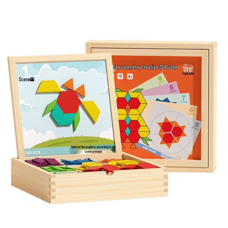 

Монтессори Геометрические Познавательные Строительные Блоки и Головоломка Танграм для Детей