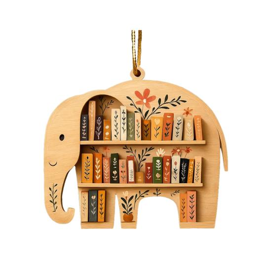 

Дерев яна полиця для книг Прикраса Тварина Форма Полиці Різдвяна прикраса Сова/Високогірна корова/Слон Фігурка Книжкові подарунки для книголюбів Читачів B