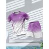 Plus Size Men's Quick-Dry Short-Sleeve T-Shirt and Shorts Set Men's Breathable Athletic Set Fitness T-Shirt and Shorts Set